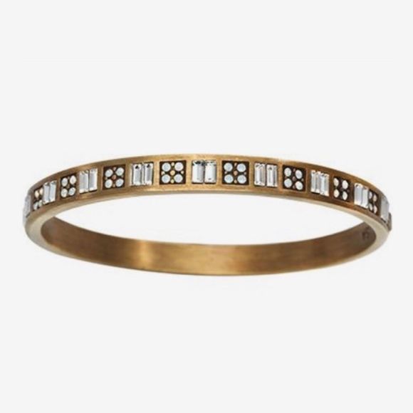 SILPADA Modern MAVEN Swarovski Crystal Accented Brass Bangle NIB - Picture 11 of 13